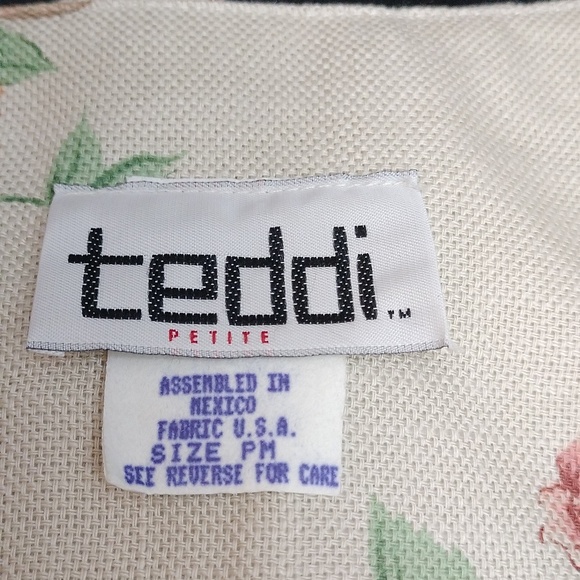 Vintage Petite Sportswear Teddi Floral Beige/Cream Short Sleeve Top - Picture 3 of 4